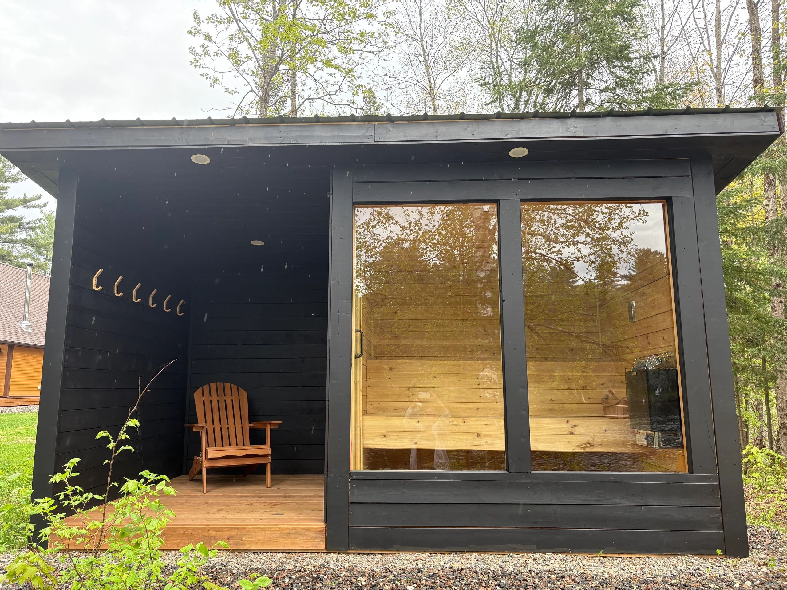 Modern black garden studio bunkie